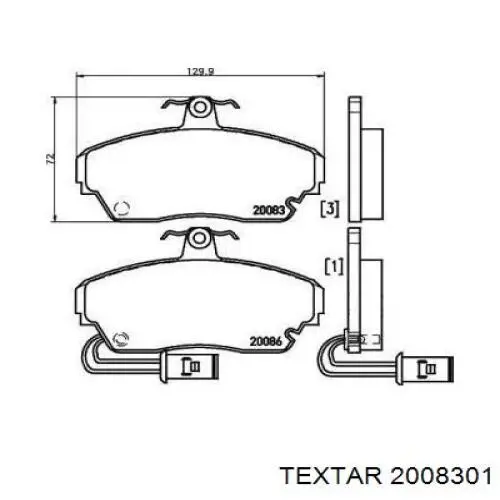 2008301 Textar колодки тормозные передние дисковые