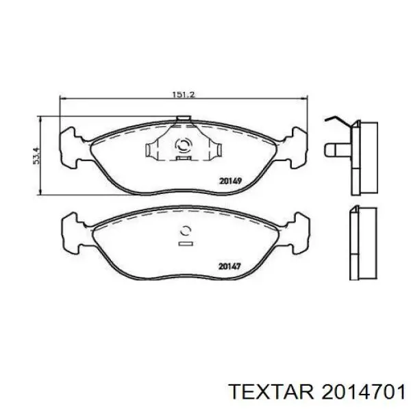 2014701 Textar колодки тормозные передние дисковые