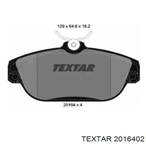 2016402 Textar колодки тормозные передние дисковые