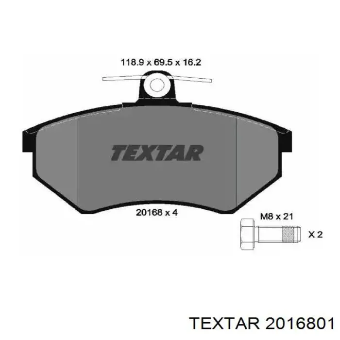 Передние тормозные колодки 2016801 Textar