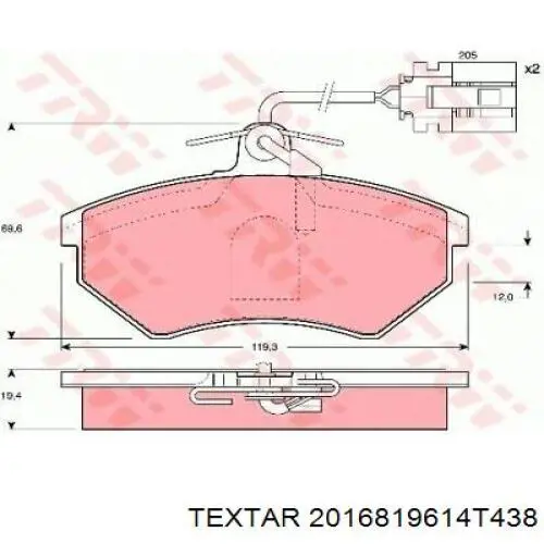 Купить 2016819614T438 Textar Колодки тормозные