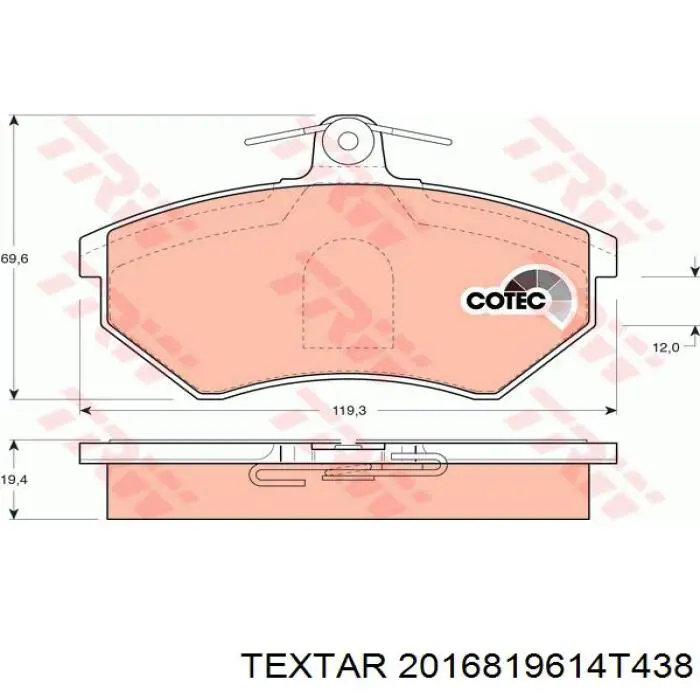 Передние тормозные колодки 2016819614T438 Textar