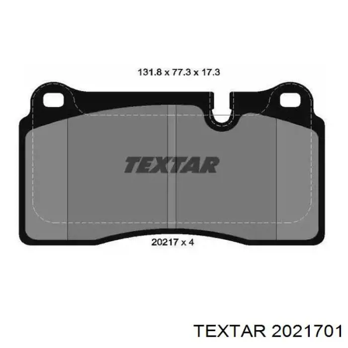 2021701 Textar колодки тормозные передние дисковые