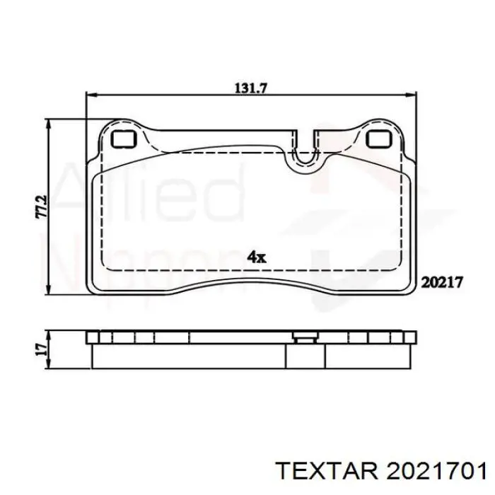 Передние тормозные колодки 2021701 Textar