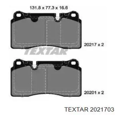 Передние тормозные колодки 2021703 Textar