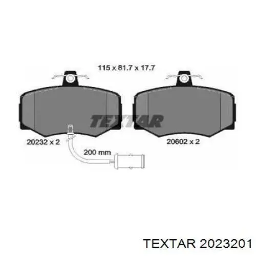 Передние тормозные колодки 2023201 Textar