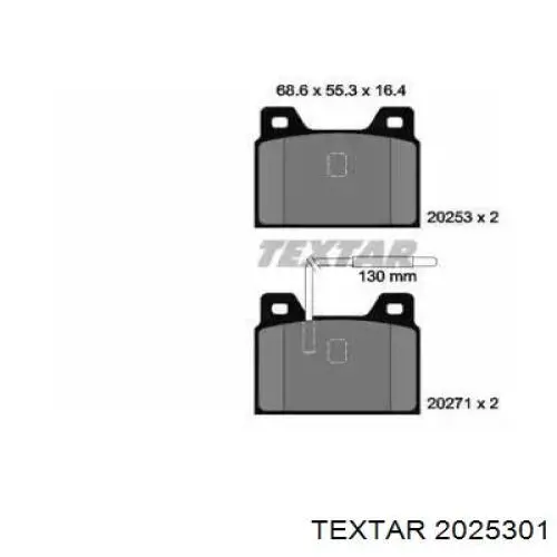 Задние тормозные колодки 2025301 Textar