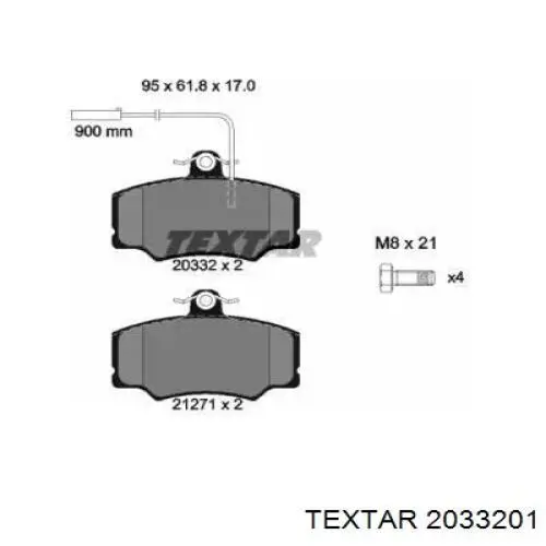 Передние тормозные колодки 2033201 Textar