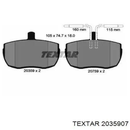 Передние тормозные колодки 2035907 Textar