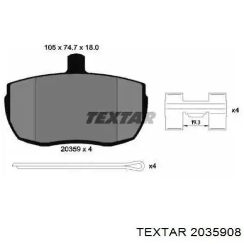 Передние тормозные колодки 2035908 Textar