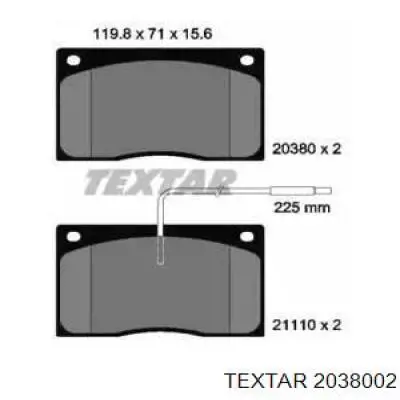 Передние тормозные колодки 2038002 Textar