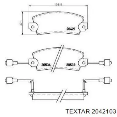 Передние тормозные колодки 2042103 Textar