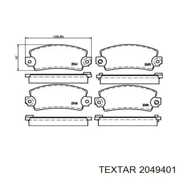 Передние тормозные колодки 2049401 Textar