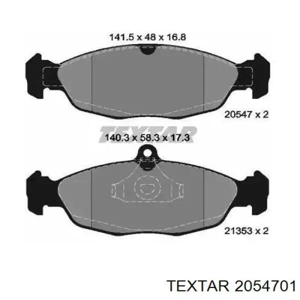2054701 Textar колодки тормозные передние дисковые