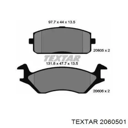 Передние тормозные колодки 2060501 Textar