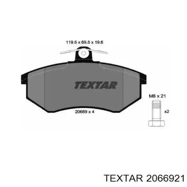 Передние тормозные колодки 2066921 Textar