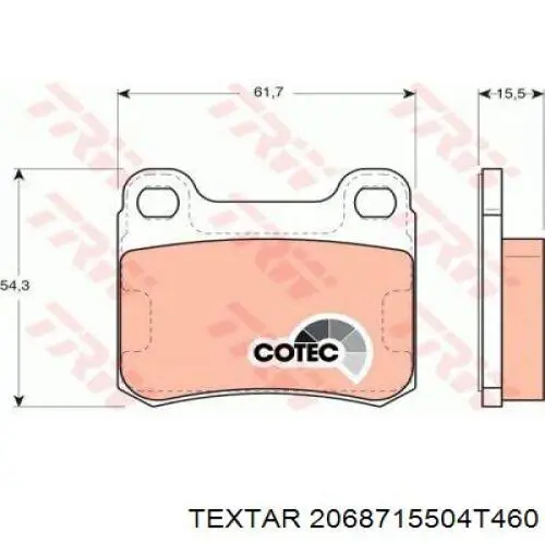 2068715504T460 Textar Колодки тормозные дисковые комплект