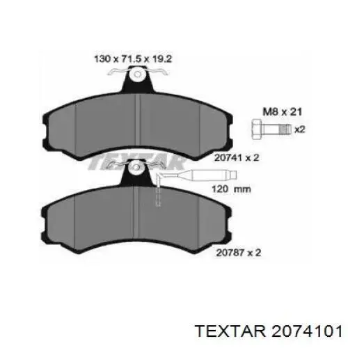 2074101 Textar колодки тормозные передние дисковые