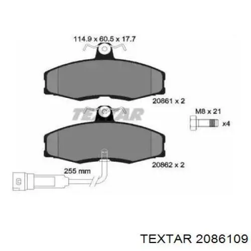 2086109 Textar колодки тормозные передние дисковые