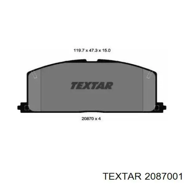 2087001 Textar передние тормозные колодки