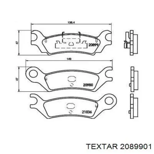 Задние тормозные колодки 2089901 Textar