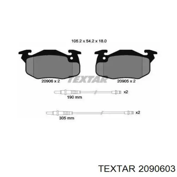Передние тормозные колодки 2090603 Textar