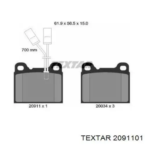 Передние тормозные колодки 2091101 Textar