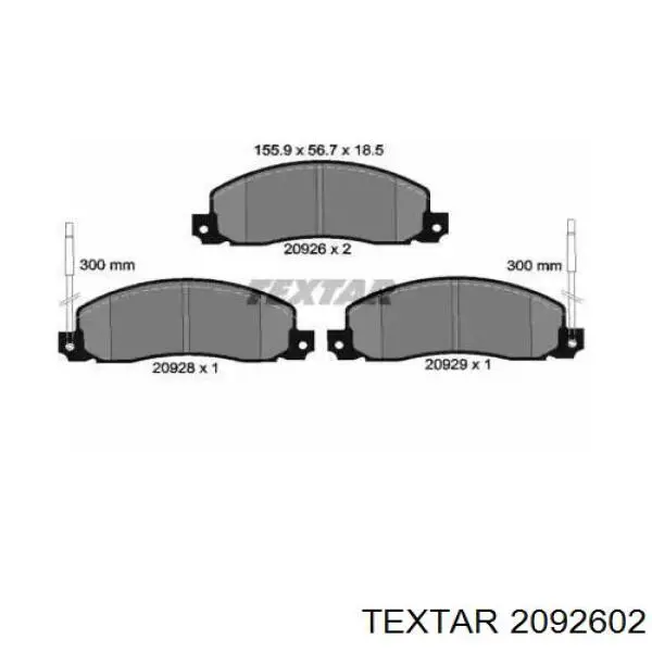 2092602 Textar колодки тормозные передние дисковые