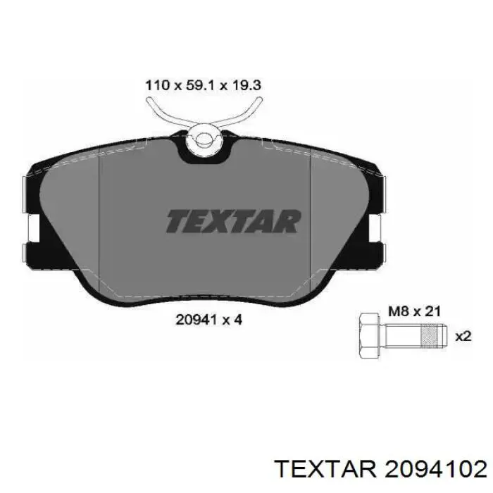 Передние тормозные колодки 2094102 Textar