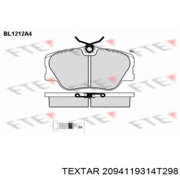 Передние тормозные колодки 2094119314T298 Textar