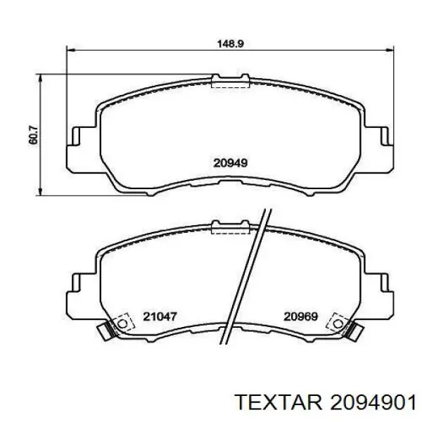 Передние тормозные колодки 2094901 Textar