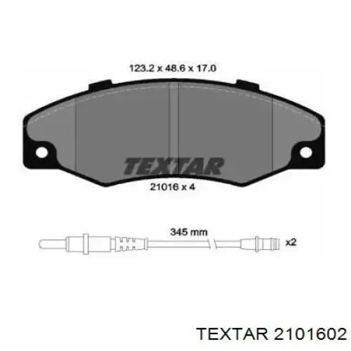 2101602 Textar Колодки передние