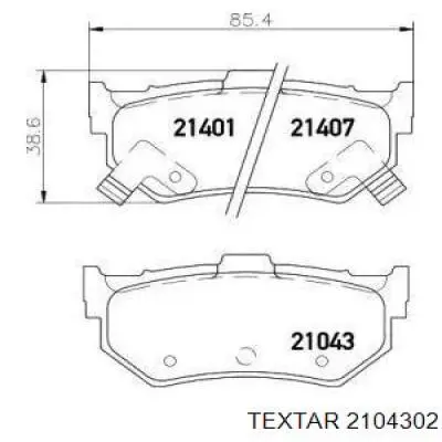 Задние тормозные колодки 2104302 Textar