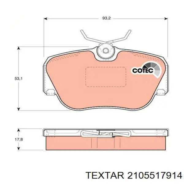 Передние тормозные колодки 2105517914 Textar