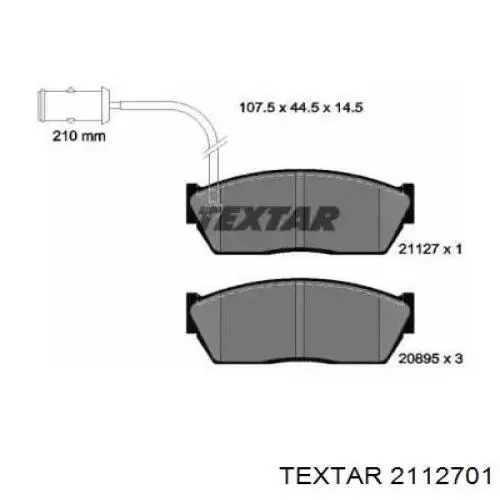 Передние тормозные колодки 2112701 Textar