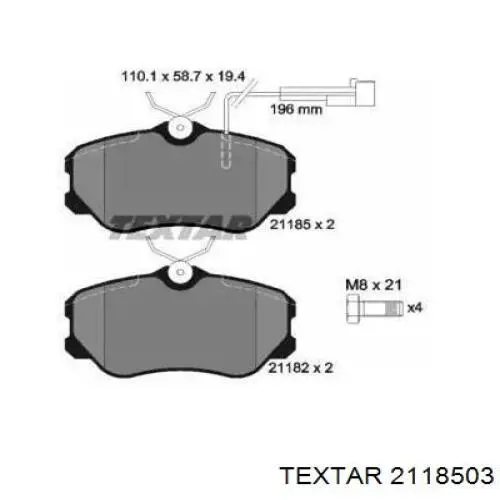 Передние тормозные колодки 2118503 Textar