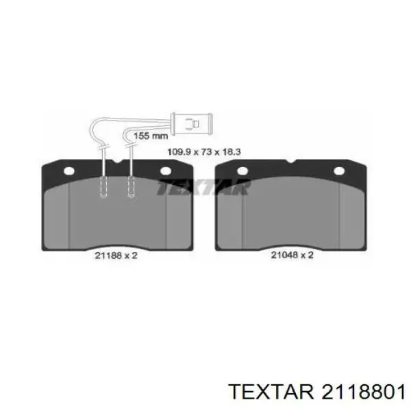 Передние тормозные колодки 2118801 Textar