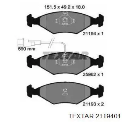 Передние тормозные колодки 2119401 Textar