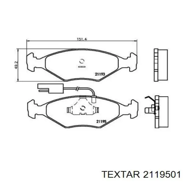 Передние тормозные колодки 2119501 Textar