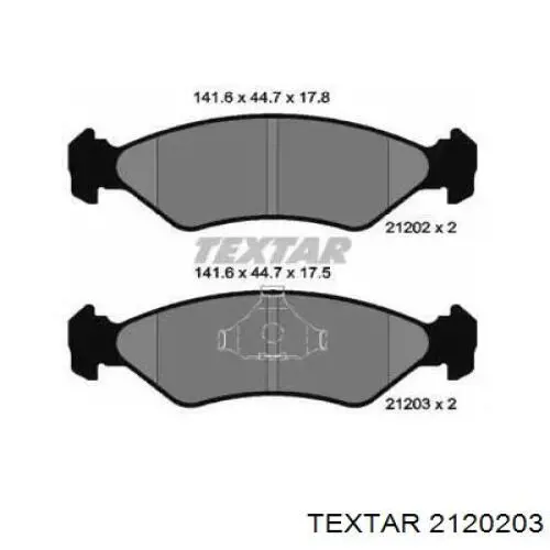 Передние тормозные колодки 2120203 Textar