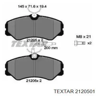 Передние тормозные колодки 2120501 Textar