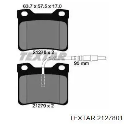2127801 Textar колодки тормозные задние дисковые