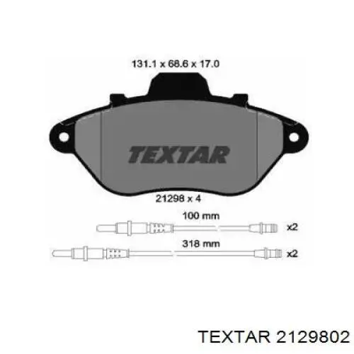 Передние тормозные колодки 2129802 Textar