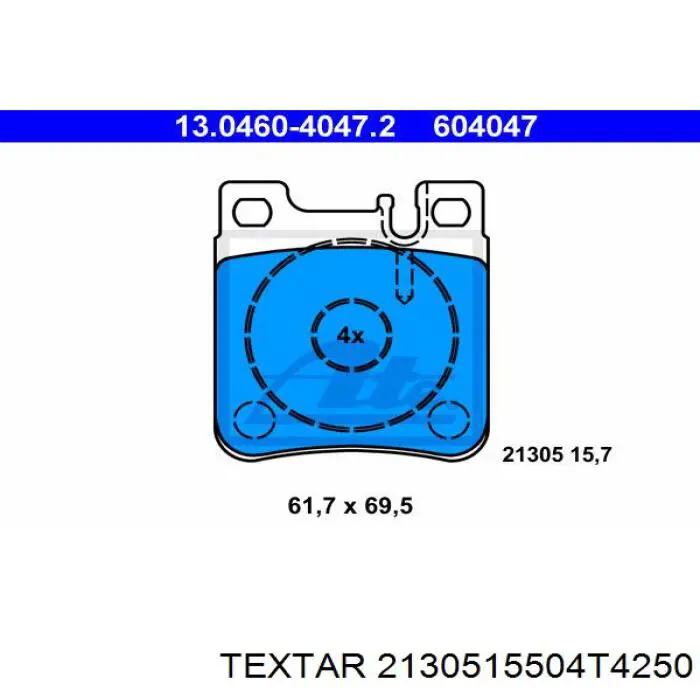 2130515504T4250 Textar колодки тормозные задние дисковые
