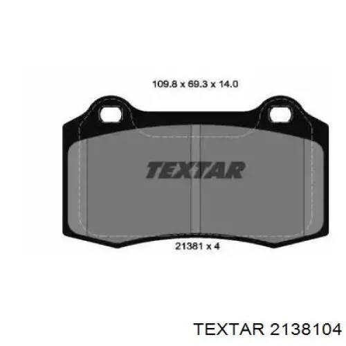 Передние тормозные колодки 2138104 Textar