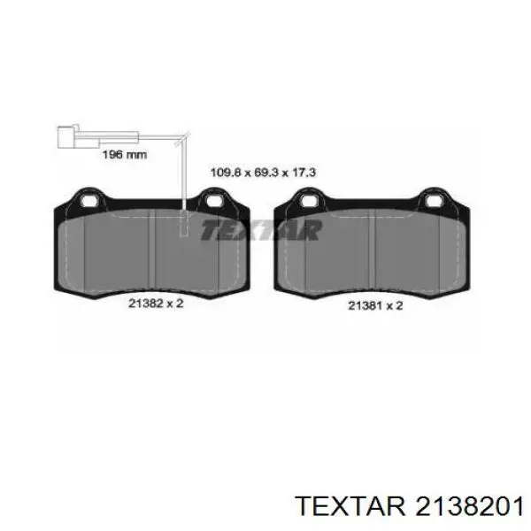 Передние тормозные колодки 2138201 Textar