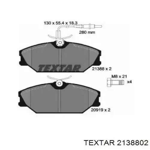 2138802 Textar колодки тормозные передние дисковые
