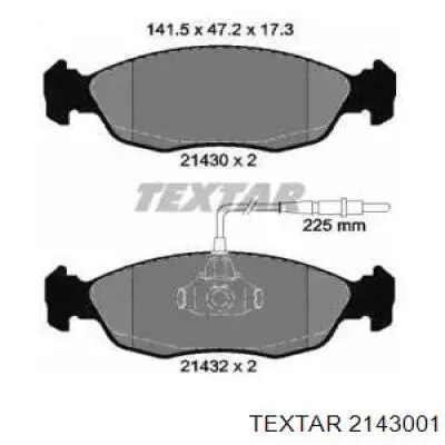 Передние тормозные колодки 2143001 Textar