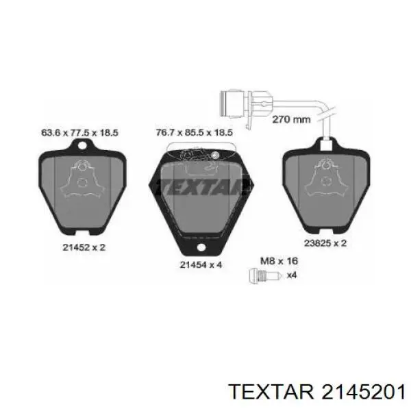 Колодки тормозные передние дисковые Textar 2145201