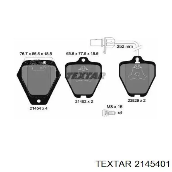 Колодки тормозные передние дисковые Textar 2145401